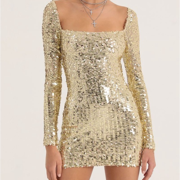 XS gold cocktail sequin dress - Picture 2 of 5